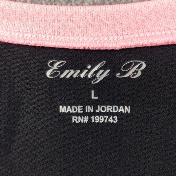 Emily B Women's Activewear Top Size L Pink Black Athletic‎ T-Shirt - Picture 3 of 10